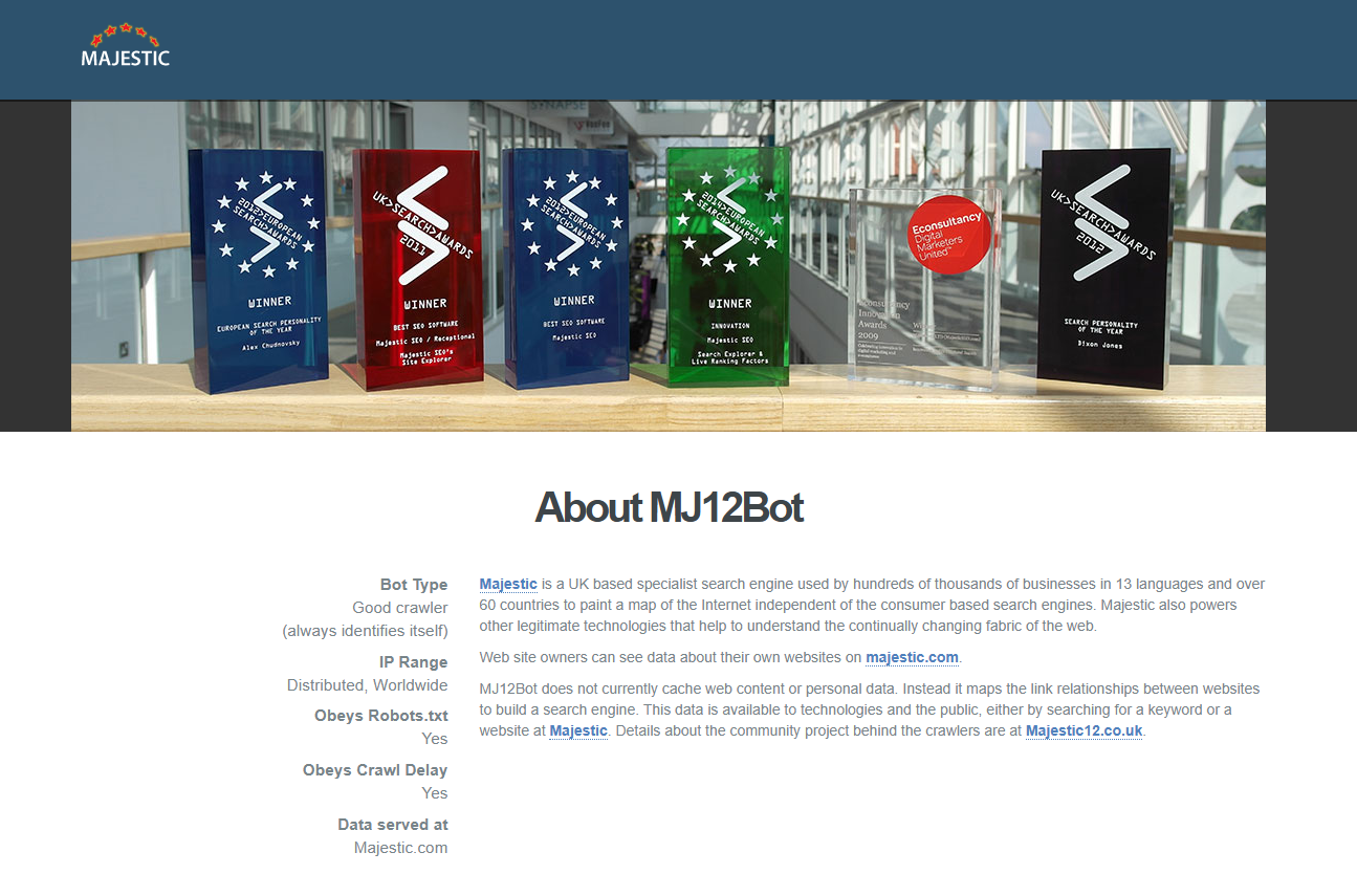 MJ12bot 商业搜索引擎Majestic Site Explorer爬虫