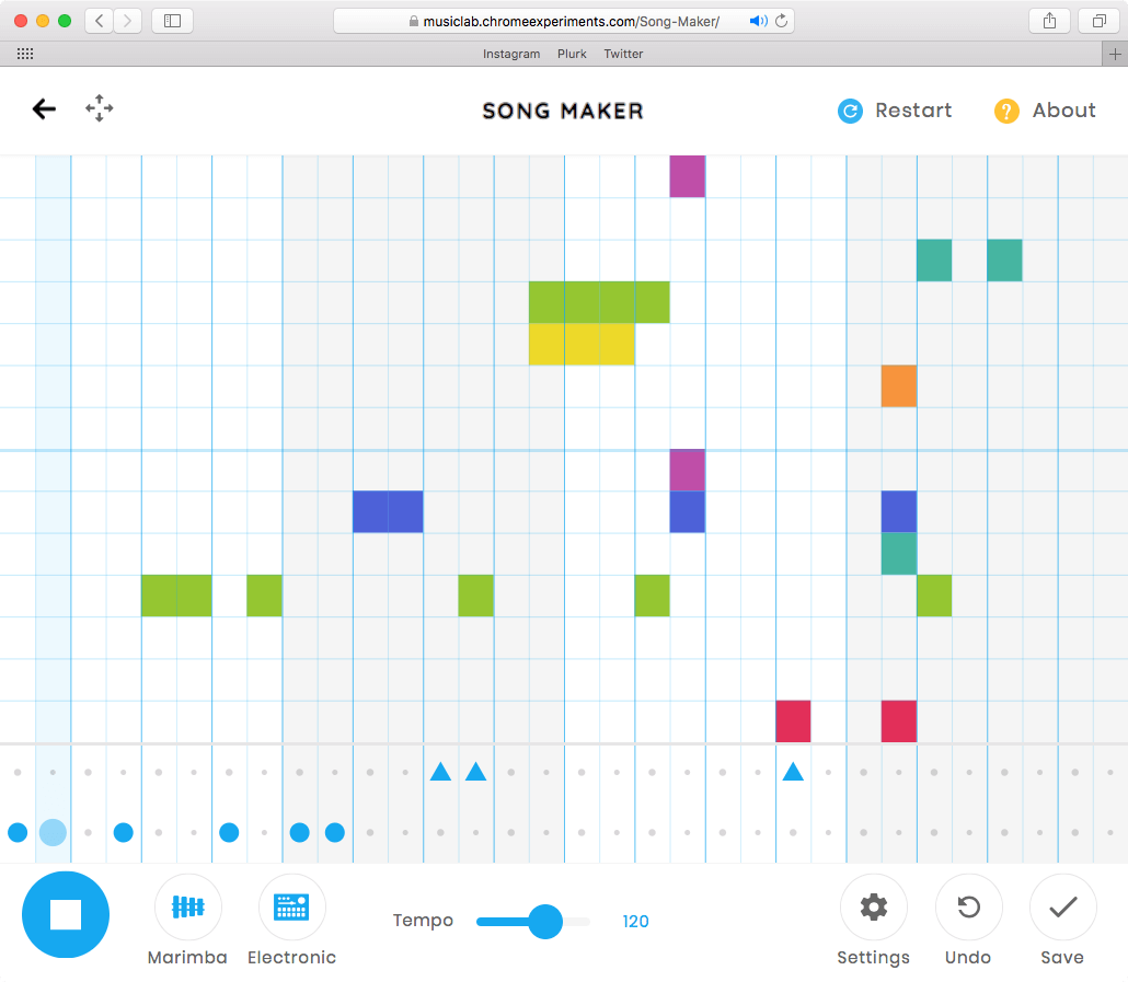Song Maker - Google推出的一款「画」出音乐的小工具