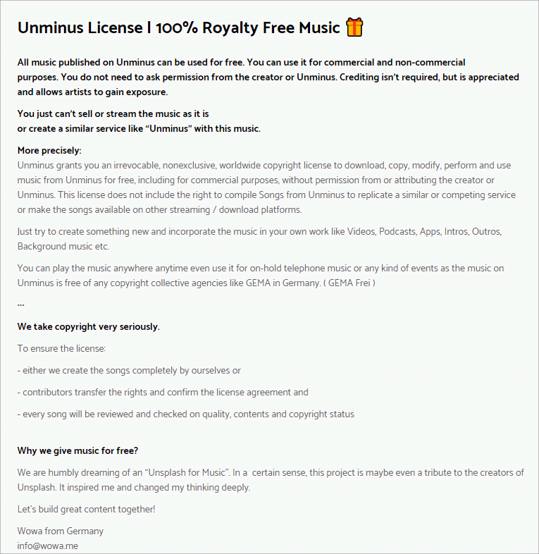 Unminus：100% 免费可商用的无版权音乐库