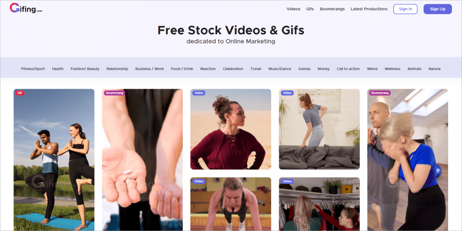 Gifing：免费的GIF及视频片段素材库