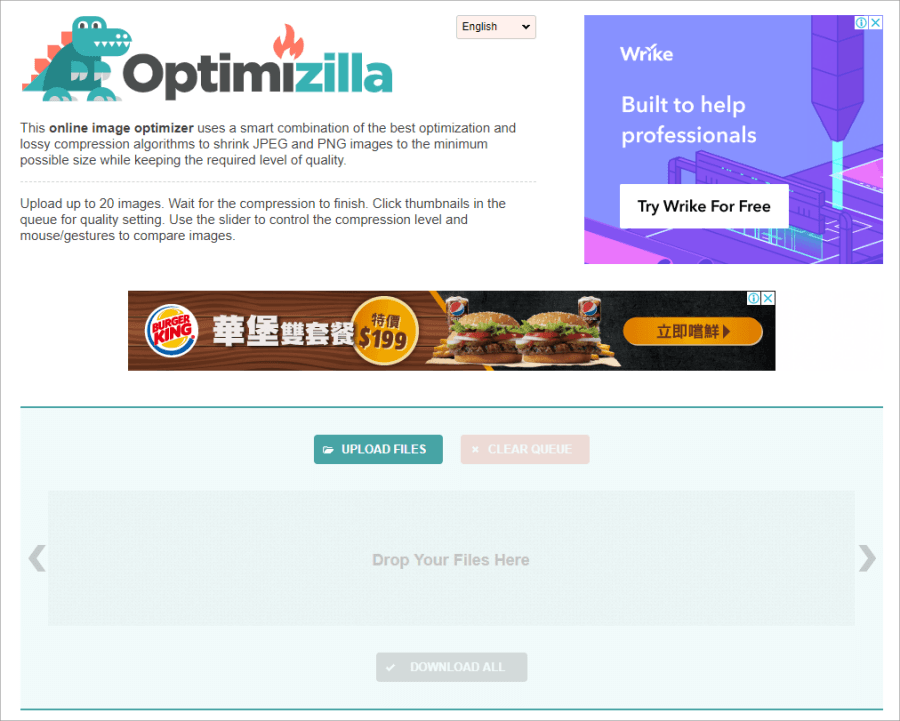 Optimizilla：线上无损图片压缩工具 支持批量压缩