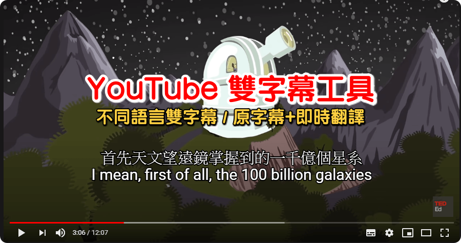 Dualsub：YouTube双字幕教程开启不同语言双字幕/ 原字幕+即时翻译