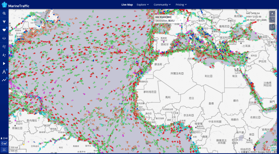 MarineTraffic：全球货轮线上追踪工具，看看你的海淘到哪了？